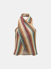 Ensemble top halter rayé multicolore