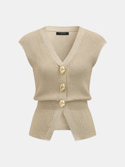 Gilet tricot col V détail métal
