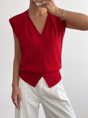 Cardigan sans manches col V laine