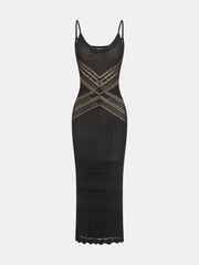 Robe longue fendue en maille