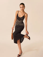 Robe longue fendue en maille