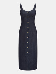 Robe midi en denim boutonnée