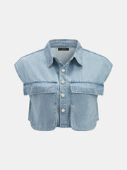 Ensemble top denim pantalon large