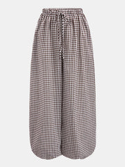 Pantalon ballon à carreaux vichy brun, pièce seule, vue de face