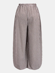 Pantalon ballon à carreaux vichy brun, pièce seule, vue de dos