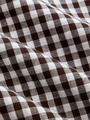 Pantalon ballon à carreaux vichy brun, détail du tissu