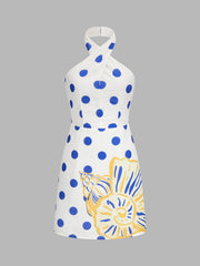 Robe mini dos nu à pois