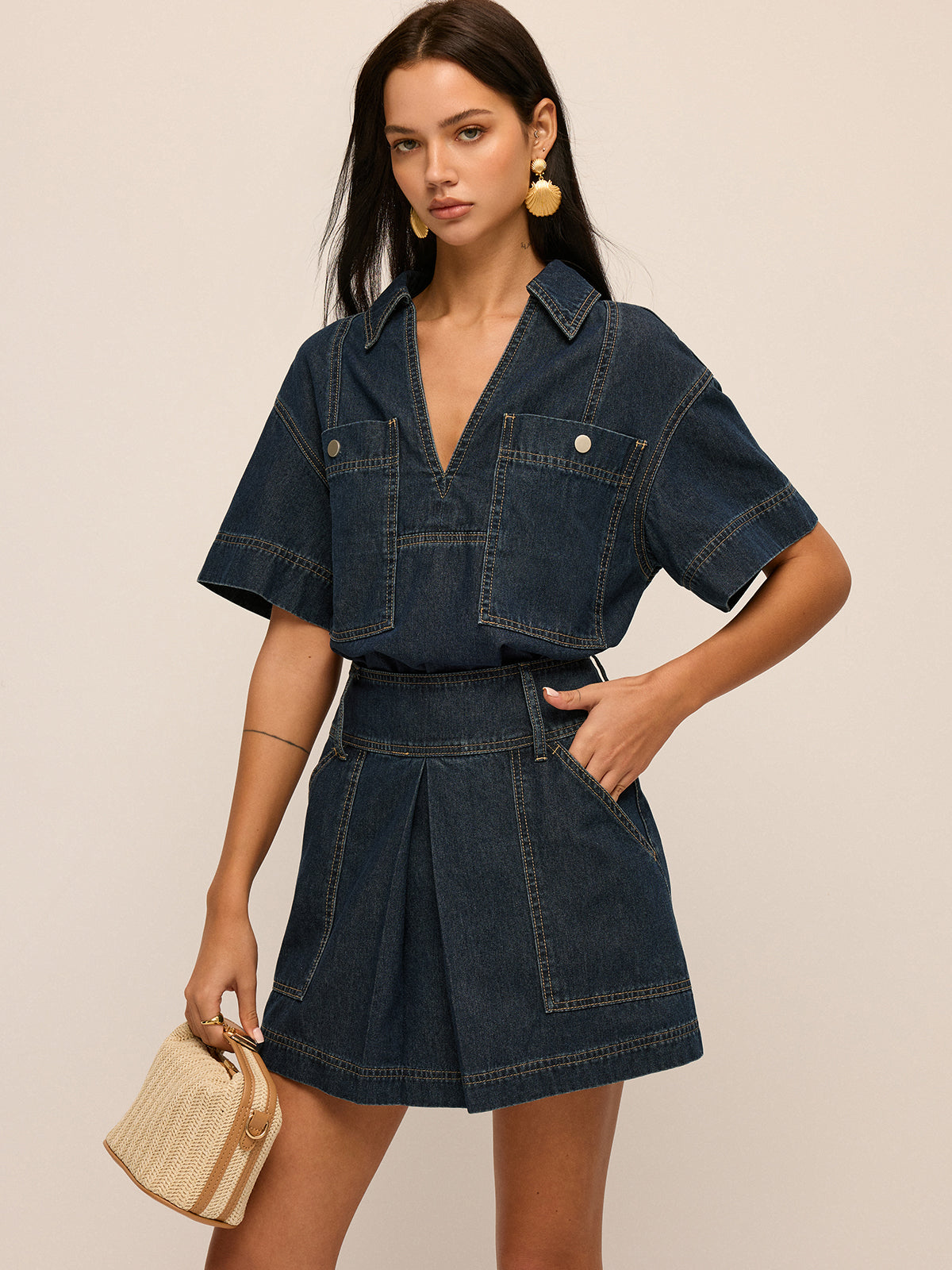 Ensemble chemise jupe denim