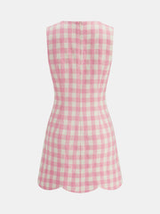 Robe mini tweed vichy festonnée