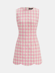 Robe mini tweed vichy festonnée