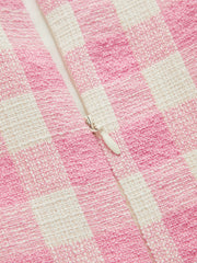 Robe mini tweed vichy festonnée