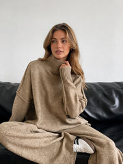 Ensemble pull col roulé tricot