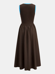 Robe midi côtelée liseré contrasté