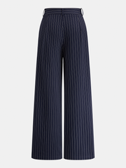 Pantalon rayé marine à rabat, pièce seule, vue de dos