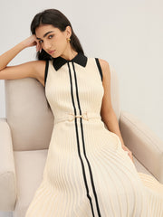 Robe longue à col contrasté