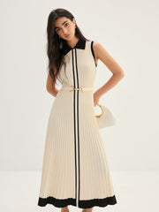 Robe longue à col contrasté