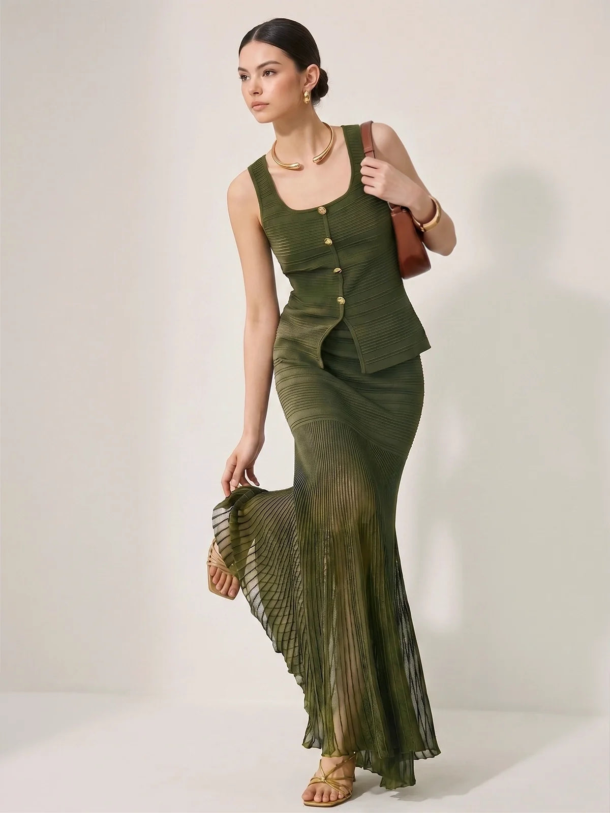 Ensemble top tricoté jupe sirène