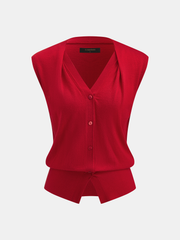 Cardigan sans manches col V laine