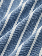 Jean rayé jambe large bleu, détail des rayures