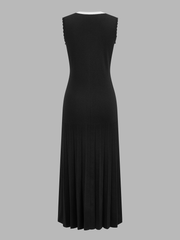 Robe maxi plissée bord festonné