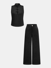 Ensemble gilet boutons jacquard