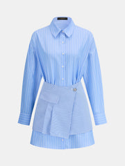 Ensemble robe chemise rayée jupe portefeuille