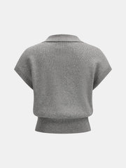 Ensemble jupe tricot boutons métal gris — vue de dos du haut