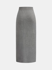 Ensemble jupe tricot boutons métal gris — vue de dos de la jupe