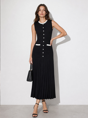 Robe maxi plissée bord festonné