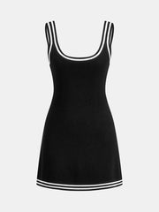 Robe tricot sans manches mini contrastée