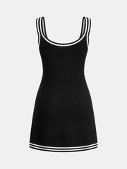 Robe tricot sans manches mini contrastée