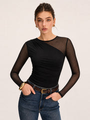 Blouse maille stretch manches longues