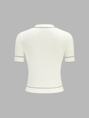 Top polo manches courtes maille