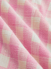 Robe mini tweed vichy boutonnée