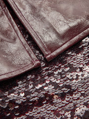 Jupe mini simili cuir sequins
