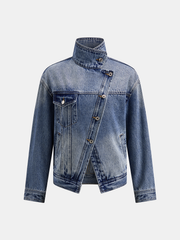 Veste en jean col montant droit