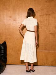 Robe midi polo maille ajourée