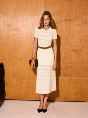 Robe midi polo maille ajourée