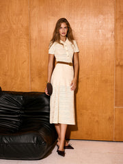 Robe midi polo maille ajourée