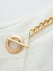 Pantalon large à chaîne blanc, détail, chaîne