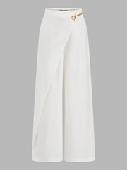 Pantalon large à chaîne blanc, pièce seule, vue de face