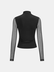 T-shirt drapé manches transparentes slim