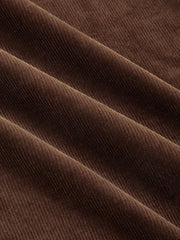 Pantalon velours côtelé plissé ceinture brun foncé, détail du velours