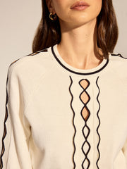 Pull ajouré raglan à finitions contrastées