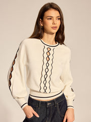 Pull ajouré raglan à finitions contrastées