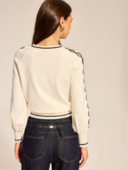 Pull ajouré raglan à finitions contrastées