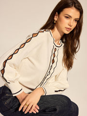 Pull ajouré raglan à finitions contrastées