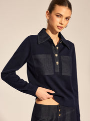 Top col polo manches longues