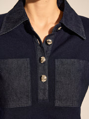 Top col polo manches longues