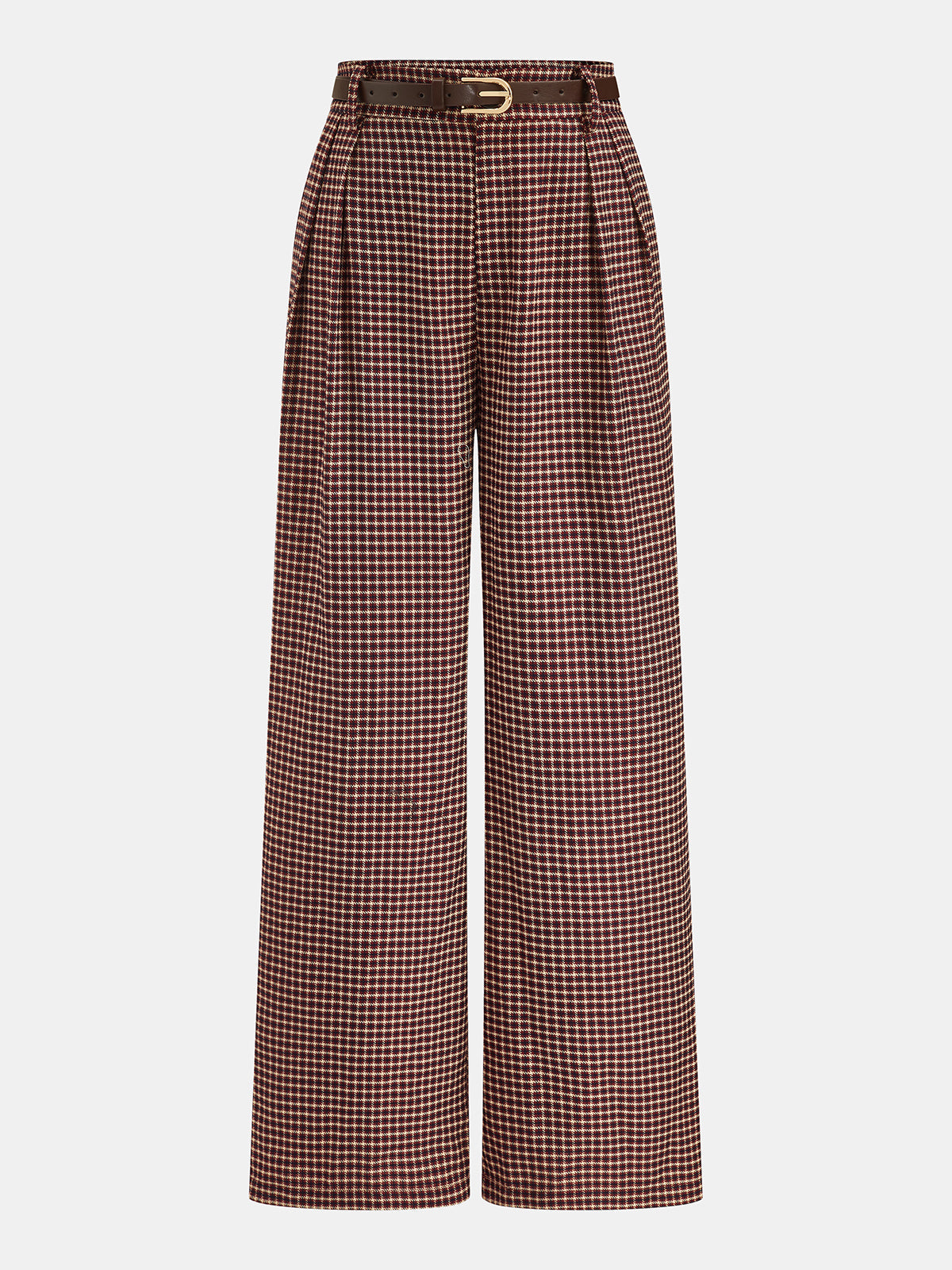 Pantalon à carreaux bordeaux, pièce seule, vue de face